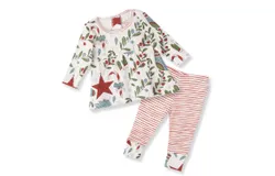 Tesa Babe Baby Girls Jolly Holly" Christmas 2 Piece Set Top Legging In Red&sol;green&sol;ivory