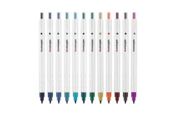 12 color Ink Pens Retractable Water Base Quick-dry Ink 0&period;6mm Fiber Pen Tip Gift Scrapbooks Tool Journaling Writing Art Painting Birthday Card for Friends Students Stationery Office Workers Home