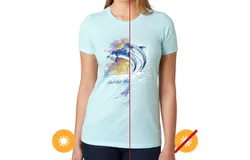 Girls Crew Tee - Watercolor Dolphins - Ice Blue by DelSol for Women - 1 Pc T-Shirt &lpar;YL&rpar;