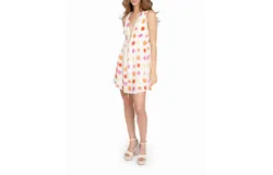 Nicole Miller Radiant Aura Silk Mini Dress In White Aura Dot