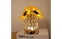 Sunflowers Flower Lamp&comma;Rechargeable Cordless Touch Table Lamp&comma;3-Colour Infinitely Dimming Battery Powered Small Night Light&comma;Gifts for Women Mom for Valentine Day&comma;Mothers Day&comma;