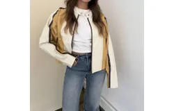 Needii Ivy Faux Leather Biker Jacket In Mustard