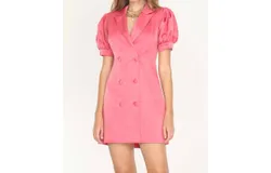 Adelyn Rae Double-Breasted Satin Blazer Mini Dress In Pink Rose