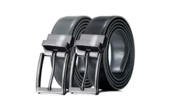 Men&apos;s Chameleon Buckle Leather Belt-Obsidian & Ash-42 &lpar;Waist&colon; 40&rpar;