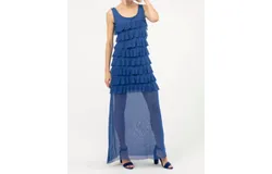 Isle By Melis Kozan Mesh Maxi Cha Cha Dress In Azure Mesh