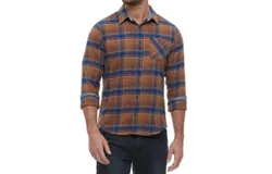 Flags & Anthem Ironwood Long Sleeve Heather Flannel Shirt In Brown&sol;navy