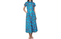 Olivia James The Label Marlow Dress In Pacific Ikat