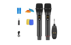 Karaoke Wireless Microphone 2-piece Set&comma; Professional Singing Microphone&comma; 2&period;4GHz Cordless Handheld Microphone&comma; 6&period;35&sol;3&period;55mm Microphone Hole with Rechargeable Receiver&comma; Suitable for Karaoke Machine&comma; Wedding&comma; DJ&comma; Party