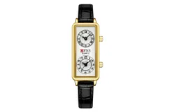 Fashionable Women&apos;s Quartz Watch&comma; Rectangular Dial with Dual Time Zones&comma; 30m Water Resistant