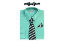 Gioberti Boy&apos;s Long Sleeve Dress Shirt &plus; Stripe Tie&comma; Bow Tie and Hanky