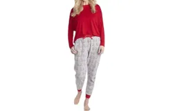 Mudpie Women&apos;s Ho Ho Ho Pajama Set In Red&sol;grey