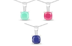 1&period;80 Carat Genuine Emerald&comma; Glass Filled Ruby & Glass Filled Sapphire &period;925 Sterling Silver Pendant