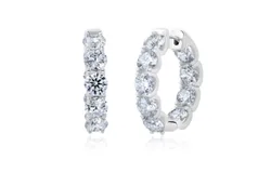 Crislu Women&apos;s Medium Brilliant Round Hoop Earrings In Silver