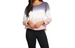 Chaser Slub French Terry Blouson Sleeve Side Tie Raglan Pullover In Sunset Ombre