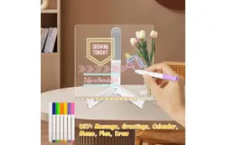 LED Note Board with Colors 7 Pen&comma; Lighted Note Board Glowing Acrylic Message Marker Board Christmas&comma;LED Drawing Board with Adjustable Stand for Office Store Room School &lpar;”5&period;9 X 5&period;9”&rpar;