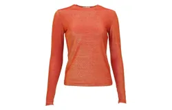 Linda Leal Long Sleeve Sparkle Shell In Red