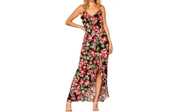Emily Wonder Floral Printed Dress In Black