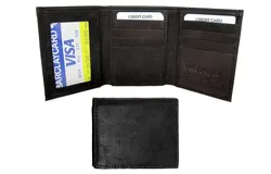 Wallet Leather Tri-Fold Black