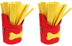 2pcs Dog Snuffle Toy Pet Slow Feeder French Fries Shaped Training Squeaky Toy Dogs Interactive Puzzle Toy Relief Boredom