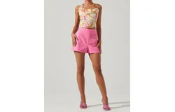 Astr Triana Top In Mustard Pink Floral