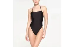 Skims Recycled Swim Cami One Piece Swimsuit In Onyx