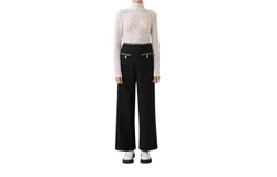 Suncoo Tweed Wide Leg Pants In Black