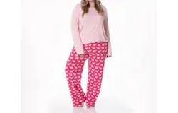 Kickee Long Sleeve Tee & Pajama Pants Set In Winter Rose Polar Bears