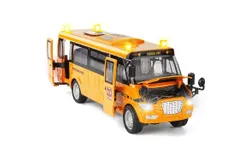 TOYS School Bus Toy Die Cast Vehicle Yellow Large Alloy Pull Back 9 Inch Kids Play Bus with Sound and Light