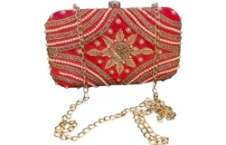 Carrier Co&period; Women&apos;s Embroidered Velvet Clutch Bag In Red