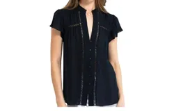Go By Go Silk Chez Flutter Sleeve Top In Black