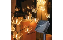 Guirnalda de Luces Solares&comma; 6&period;5m 30 LED Impermeable 8 Modos&comma; Luces Solares con Sensor&comma; Decoración de Jardines para Jardín Arbol&comma; Valla&comma; Navidad Fiestas&comma; Hogar Fiesta Boda &lpar;Mariposas&comma; Cálido&rpar;