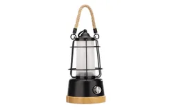 Camping Lantern with Rechargeable Battery - Portable Garden Lantern for Outdoor and Indoor Use with Power Bank for Charging Phones - Black