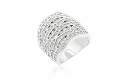 Cubic Zirconia Pave Abstract Ring