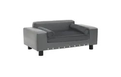 Dog Sofa Gray 31&period;9"x16&period;9"x12&period;2" Plush and Faux Leather