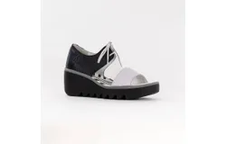 Fly London Women&apos;s Crossover Sandal In White&sol;black