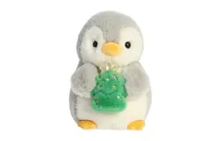 Aurora® Festive PomPom Penguin™ 20cm Pompom™ With Christmas Tree Gray Stuffed Animal