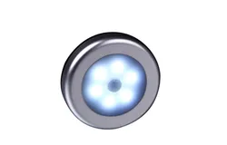 Thin round body sensing kitchen cabinet night light 6LED using AAA7 battery cross-border Silver three for cold white