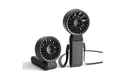 JISULIFE Handheld Fan Life7&comma;2024 Powerful Portable Fan with LED Display&lbrack;19&period;5Hrs Max Cooling&rsqb;5000mAh&comma;150&deg;Folded&comma;5 Speeds&comma;Lanyard&semi; 3-IN-1 Hand&sol;Desk&sol;Neck Fan&comma;Mini Fan for Travel&comma;Gift for Women，black