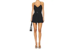 Amanda Uprichard Blair Belted Romper In Black