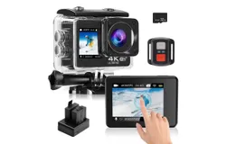 4K Action Camera &plus;32GB&comma; 30M Underwater camera Wifi EIS Vlog Sport Helmet Camera Dual screen Recorder 170° Wide Angle 32GB TF card 2x battery bike ride Diving