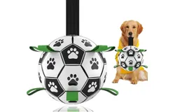 Dog Toys Soccer Ball&comma; Interactive Dog Toys for Tug of War&comma; Puppy Birthday Gifts&comma; Dog Tug Toy&comma; Dog Water Toy&comma; Durable Dog Balls for Medium & Large Dogs（8 INCH