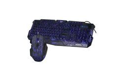 New J60 English Crackle Mouse and Keyboard Set Gaming Mouse Tri-color Backlit Keyboard
