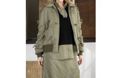 Joh Judith Bomber Jacket With Ribbons In Olive