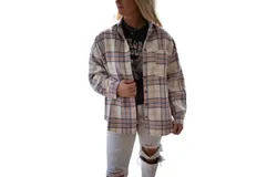 Style Rack Brooklyn Flannel Shacket In Lavender&sol;white