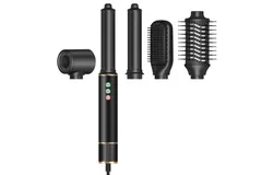 Hot style Straight curling wand hair dryer negative ion 5-in-1 hot air comb&comma;Black