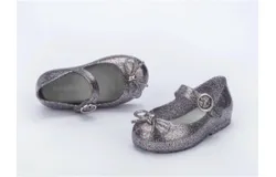Mini Melissa Girls&apos; Sweet Love Ballet Flat In Silver Glitter