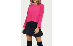 J&period;nna Cable-Knit Crewneck Sweater In Pink
