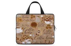 Coffee Theme Coffee Beans Cup Coffee Laptop Bag Women Man 10 12 13 15 17 Inch Office Notebook Travel Computer Handbag Waterproof Bag Notebook Cover