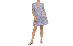 Oliphant Smocked Drop Mini Dress In Portland Blue