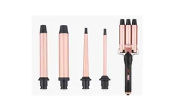 5-in-1 Curling Iron Set&comma; Dual Voltage Curling Iron Set with 5 Interchangeable Barrels&comma; Includes Curling Iron and 3 Ceramic Curling Irons &lpar;9mm -32mm&rpar;&comma; Rose Pink